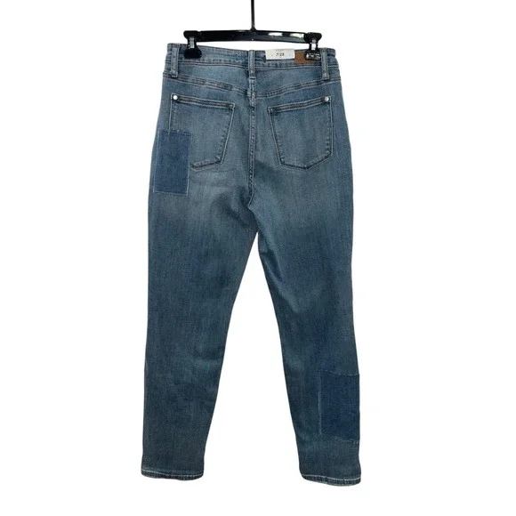 NWT Judy Blue High Waist Patchwork Boyfriend Jeans 7/28 Blue Stretch 88499 Boho - Picture 2 of 14